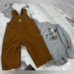 NWOT Carhartt overalls and onesie 9 month